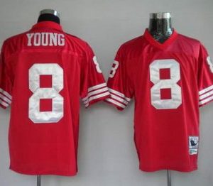 Red Steve Young Throwback NFL San Francisco 49ers #8 Jersey
