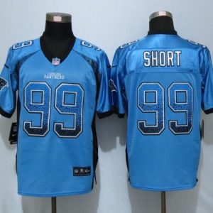 NEW Nike Carolina Panthers 99 Short Drift Fashion Blue Elite Jersey