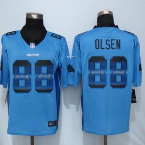 New Nike Carolina Panthers 88 Olsen Blue Strobe Limited Jersey