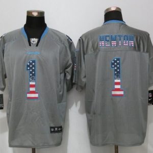 New Nike Carolina Panthers 1 Newton USA Flag Fashion Gray Elite Jersey