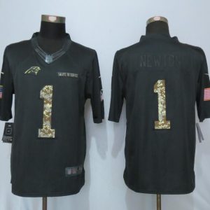 Nike Carolina Panthers 1 Newton Anthracite Salute To Service Limited Jersey