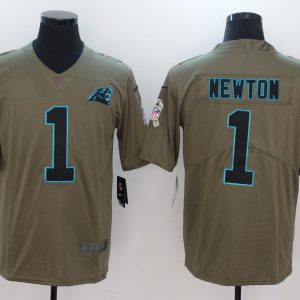 Mens Carolina Panthers #1 Newton Olive Salute to Service Limited Jersey