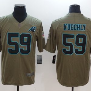 Mens Carolina Panthers #59 Kuechly Olive Salute to Service Limited Jersey