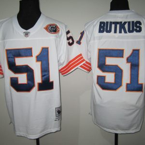 Dick Butkus Jersey: Throwback #51 Chicago Bears Jersey in White