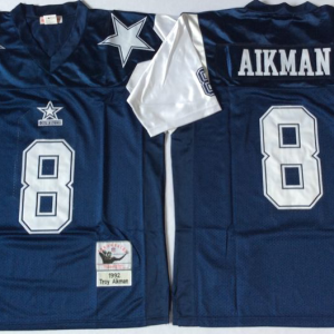 Cowboys #8 Aikman Blue Throwback NFL Jersey
