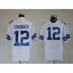 White Staubach Jersey, Dallas Cowboys #12 Throwback NFL Jersey