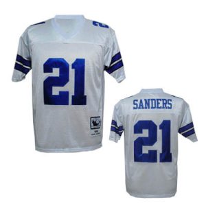 Cowboys #21 Deion Sanders White Throwback NFL Jersey