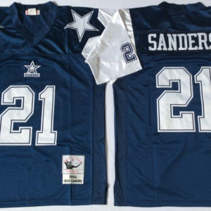 Dallas Cowboys #21 Sanders Dark Blue NFL Throwback Jersey