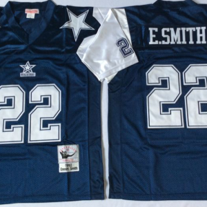 E.Smith Blue Jersey,NFL Dallas Cowboys #22 Throwback 75TH Jersey