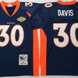 Denver Broncos #30 Terrell Davis Blue Throwback Jersey