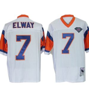 Denver Broncos #7 John Elway White Throwback Mens Jersey