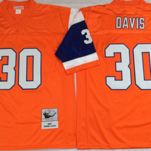 #30 Terrell Davis Orange NFL Denver Broncos Throwback Premier Jersey