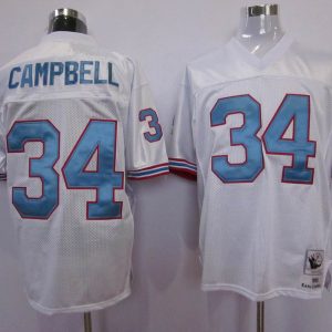 #34 Campbell white Houston Oilers Reebok Throwback jersey