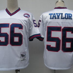 White  Lawrence Taylor Giants 1986 Throwback Mitchell and Ness #56 Jersey
