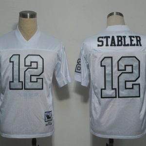 White Ken Stabler Jersey, Oakland Raiders #12 NFL Throwback Jersey