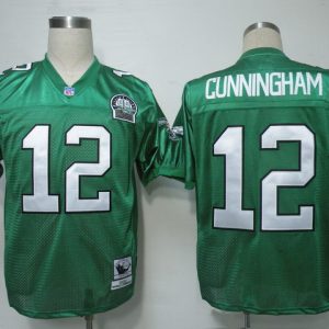 NFL Jerseys Philadelphia Eagle 12 Cunningham Throwback Green