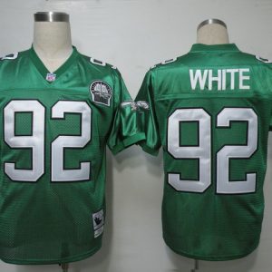 NFL Jerseys Philadelphia Eagle 92 White Throwback Green
