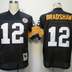 NFL Jerseys Pittsburgh Steelers 12 BRADSHAW Black Throwback