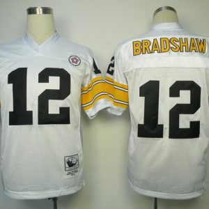 NFL Jerseys Pittsburgh Steelers 12 BRADSHAW White Throwback