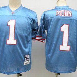 NFL Jerseys Houston Oilers-1-Warren Moon-blue throwback