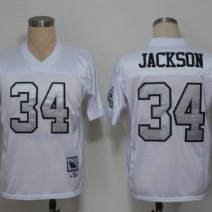 NFL Jerseys Oakland Raiders 34 Bo Jackson White(Silver Number)