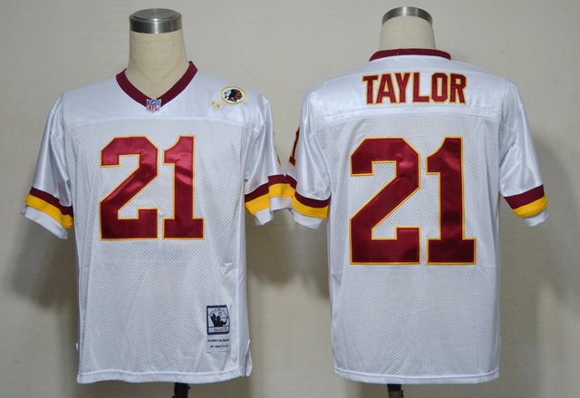 NFL Washington Redskins #21 Taylor Throwback White Jersey
