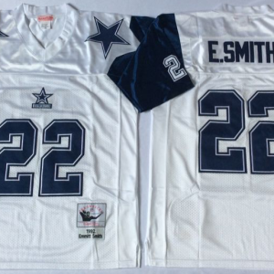 NFL Dallas Cowboys #22 E.Smith Throwback White Jersey