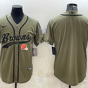 Men's Cleveland Browns Blank 2022 Olive Salute To Service Baseball Nike Jersey