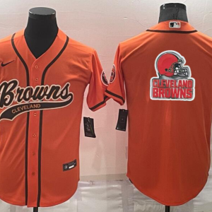 Men's Cleveland Browns Yellow Team Big Logo With Patch Baseball Nike Jersey