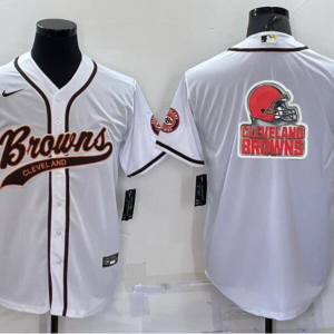 Men's Cleveland Browns White Team Big Logo With Patch Baseball Nike Jersey