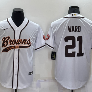 Men's Cleveland Browns #21 Ward White Baseball Nike Jersey