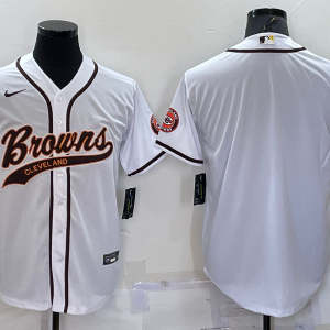 Men's Cleveland Browns Blank White Baseball Nike Jersey