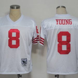 San Francisco 49ers #8 Young White Throwback Jersey