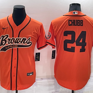 Men's Cleveland Browns #24 Nick Chubb Orange Baseball Nike Jersey