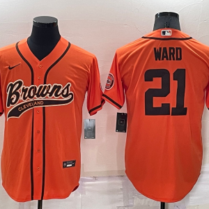 Men's Cleveland Browns #21 Ward Orange Baseball Nike Jersey
