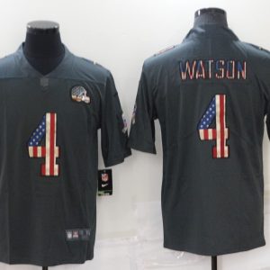 Men's Cleveland Browns #4 Deshaun Watson Grey Salute To Service USA Flag Fashion Limited Jersey