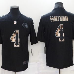 Men's Cleveland Browns #4 Deshaun Watson Black Statue Of Liberty Limited Jersey