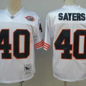 NFL Chicago Bears #40 Sayers White Throwback Jersey