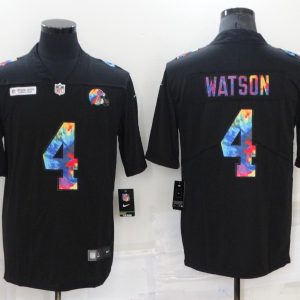 Men's Cleveland Browns #4 Deshaun Watson Black Crucial Catch Limited Jersey
