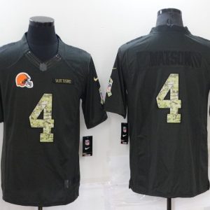 Men's Cleveland Browns #4 Deshaun Watson Black Salute To Service Limited Jersey