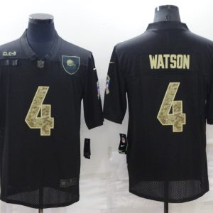 Men's Cleveland Browns #4 Deshaun Watson Black Camo Salute To Service Limited Jersey