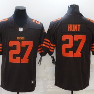 Men's Cleveland Browns #27 Hunt New Brown Color Rush Limited Jersey