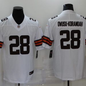 Men's Cleveland Browns #28 Owusu-Koramoah White Vapor Untouchable Limited Jersey