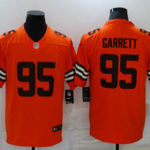Men's Cleveland Browns #95 Myles Garrett Orange Inverted Legend Limited Jersey