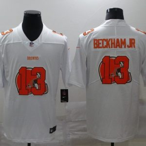 Men's Cleveland Browns #13 Odell Beckham Jr. White Shadow Logo Limited Jersey