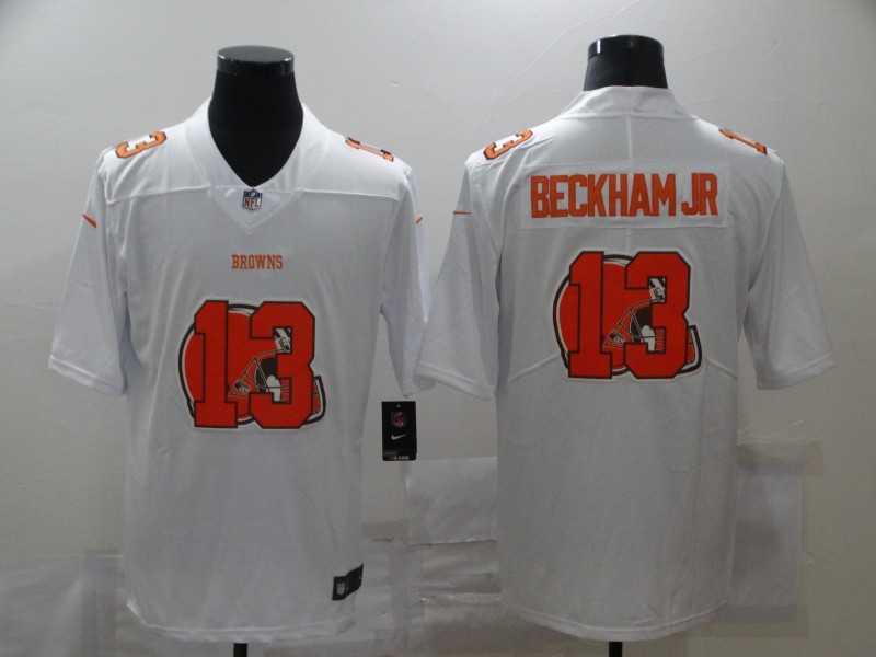 Men's Cleveland Browns #13 Odell Beckham Jr. White Shadow Logo Limited Jersey