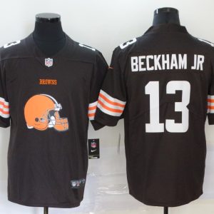 Men's Cleveland Browns #13 Odell Beckham Jr. Brown Team Big Logo Number Vapor Untouchable Limited Jersey