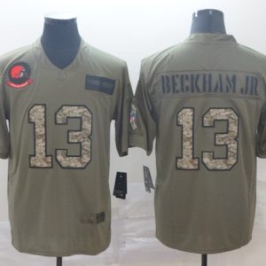 Men's Cleveland Browns #13 Odell Beckham Jr. 2019 Olive/Camo Salute To Service Limited Jersey