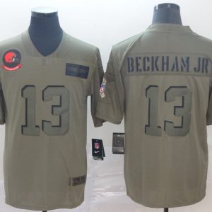Nike Browns #13 Odell Beckham Jr. 2019 Olive Salute To Service Limited Men Jersey