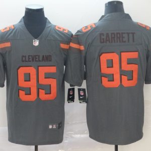 Nike Browns #95 Myles Garrett Grey Inverted Legend Men Jersey